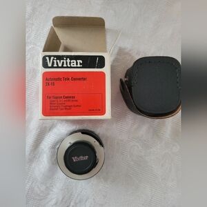 Vivitar Automatic Tele Converter 2X-15 W/ Leather Case, Lens Cover In Box